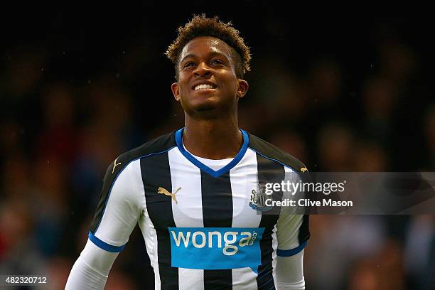 Rolando Aarons of Newcastle United in action during the pre season friendly match between York City and Newcastle United at Bootham Crescent on July...