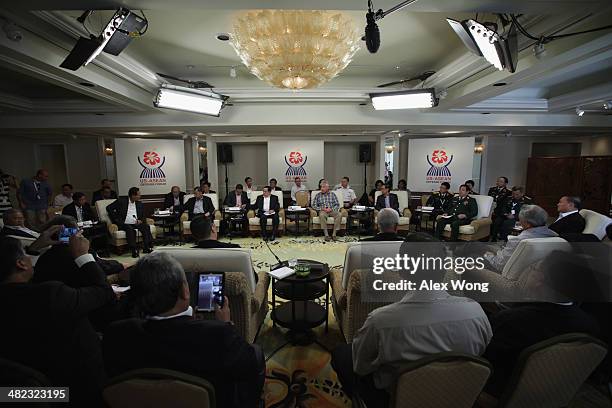 Secretary of Defense Chuck Hagel speaks during a Minister's Dialogue with his counterparts from southeastern Asia April 3, 2014 in Honolulu, Hawaii....