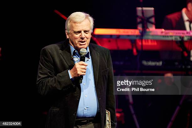 Michael Grade introduces Pete Waterman at the Pete Waterman: A Life In Song concert at the Royal Festival Hall on July 29, 2015 in London, England.