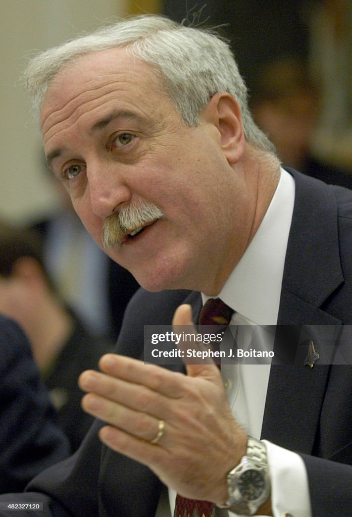 NASA Administrator Sean O'Keefe testifies during a House...