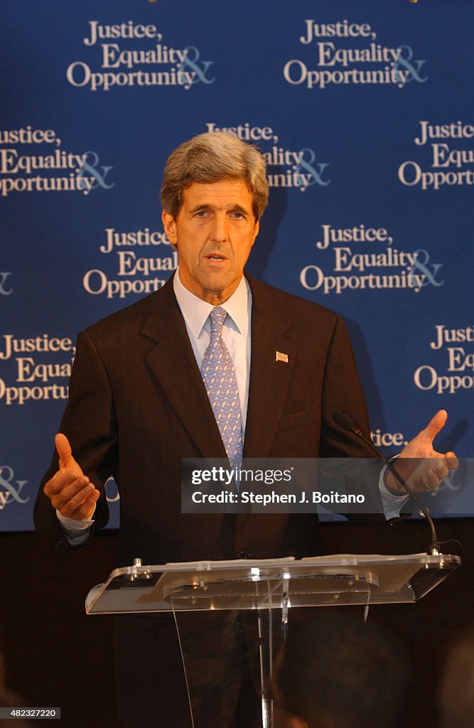 Senator John Kerry (D-MA) speaks on Supreme Court issues at...