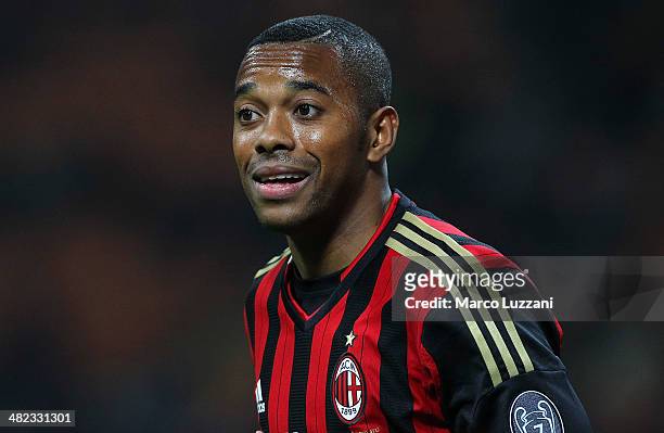 Robinho of AC Milan looks on during the Serie A match between AC Milan and AC Chievo Verona at San Siro Stadium on March 29, 2014 in Milan, Italy.