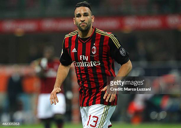 Adil Rami of AC Milan looks on during the Serie A match between AC Milan and AC Chievo Verona at San Siro Stadium on March 29, 2014 in Milan, Italy.