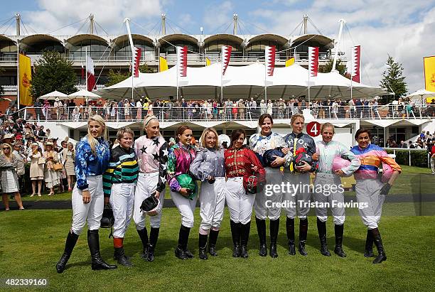 Female jockeys Leonora Smee, Dido Harding, Emily London, Camilla Henderson, Clare Salmon, Victoria Gray, Alexis Green, Jemima Hannon, Isabelle Taylor...