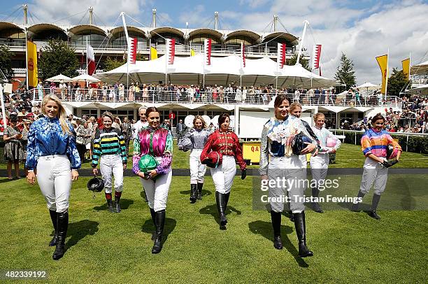 Female jockeys Leonora Smee, Dido Harding, Emily London, Camilla Henderson, Clare Salmon, Victoria Gray, Alexis Green, Jemima Hannon, Isabelle Taylor...