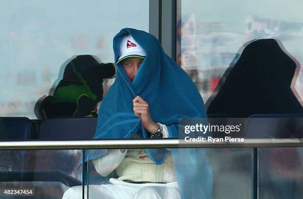 Brad Haddin of Australia looks on from the change rooms as Australia bat in their second innings during day two of the 3rd Investec Ashes Test match...