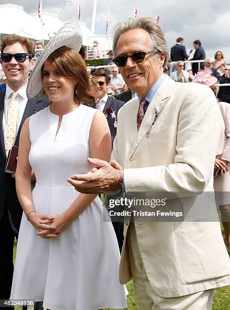 Princess Eugenie and Lord March on day three of the Qatar Goodwood Festival at Goodwood Racecourse on July 30, 2015 in Chichester, England.