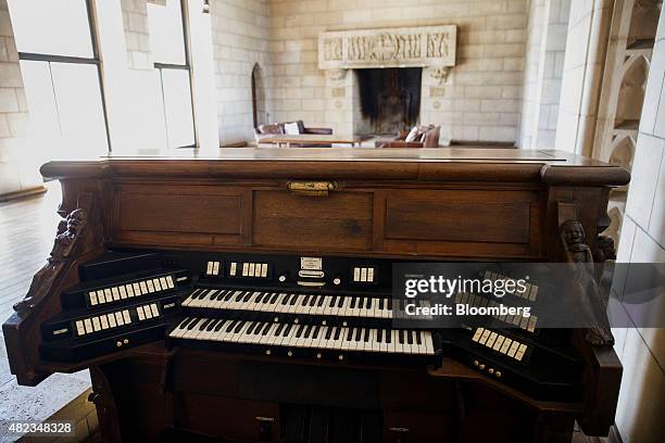 Pipe organ keyboard stands in the room that once housed a chapel at the former home of Sisters of the Most Holy and Immaculate Heart of the Blessed...