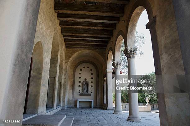 Sculpture stands outside the former home of Sisters of the Most Holy and Immaculate Heart of the Blessed Virgin Mary on Waverly Drive in the Los...