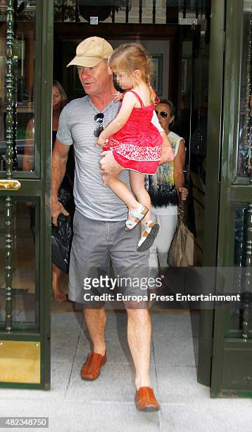 Elsa Pataky's daughter Indian Rose Hemsworth and her father-in-law Craig Hemsworth are seen on July 7, 2015 in Madrid, Spain.