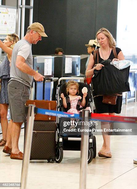 Elsa Pataky's daughter Indian Rose Hemsworth, her father-in-law Craig Hemsworth and her mother-in-law Leonie Hemsworth are seen on July 7, 2015 in...