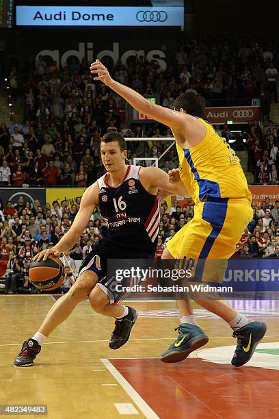 Paul Zipser, #16 of FC Bayern Munich in action during the 2013-2014 Turkish Airlines Euroleague Top 16 Date 13 game between FC Bayern Munich v...