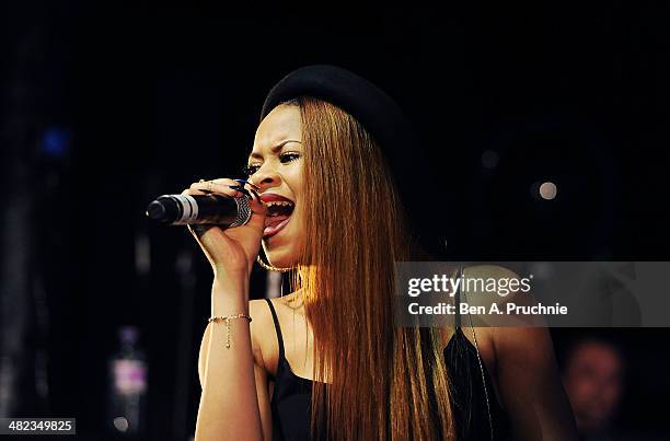 Neon Jungle perform at the Microsoft Wrap Party on day four of Advertising Week Europe held at KOKO on April 3, 2014 in London, England.