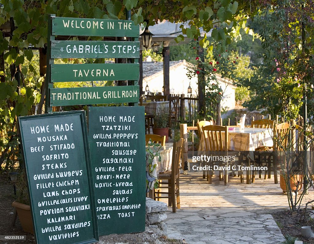 Inviting taverna, Old Perithia, Corfu, Greece