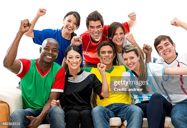 excited football fans - world cup usa stock pictures, royalty-free photos & images