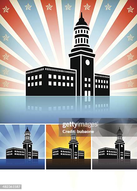 stockillustraties, clipart, cartoons en iconen met commercial building color set - entrance building people