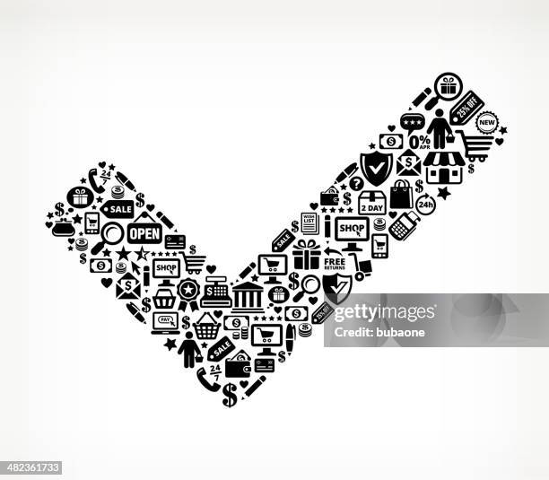 black check mark shopping commerce royalty free vector arts - man ipad warehouse stock illustrations