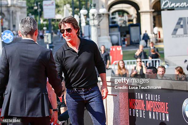 Tom Cruise attends the world premiere for the film 'Mission Impossible - Rogue Nation' at Staatsoper on July 23, 2015 in Vienna, Austria.