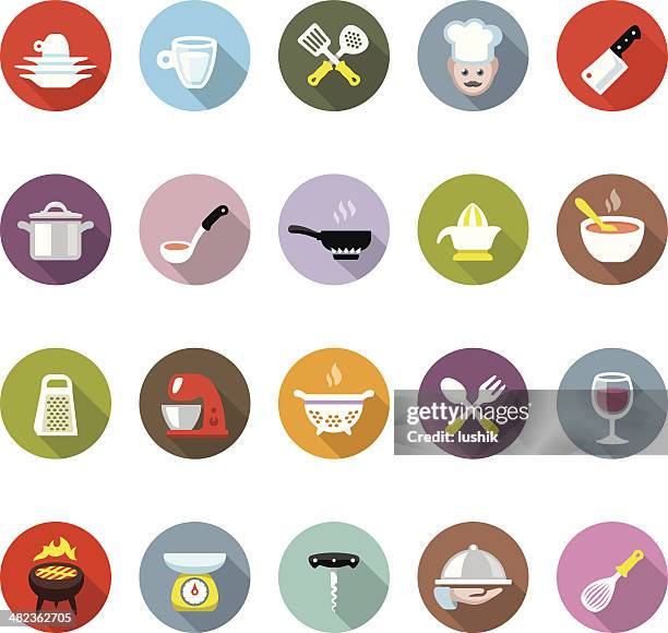 ilustraciones, imágenes clip art, dibujos animados e iconos de stock de cocina/modico iconos - robot de cocina