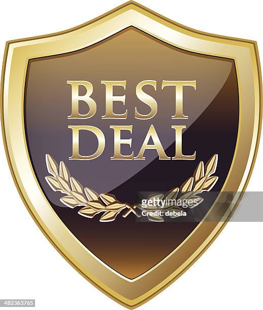 best deal gold shield - receive flowers stock illustrations