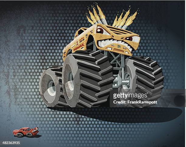 aggressive monster truck grunge farbe - monstertruck stock-grafiken, -clipart, -cartoons und -symbole