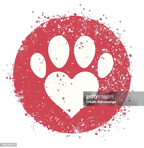 paw sign with heart shape - paw prints stock illustrations