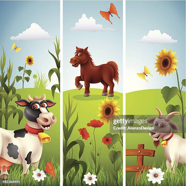 Banners With Farm Animals High-Res Vector Graphic