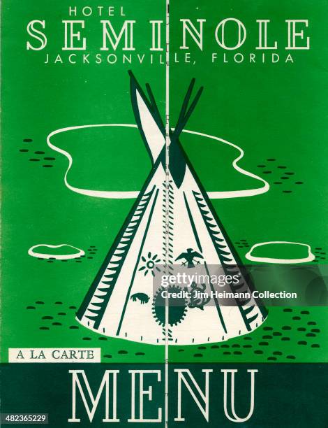 Menu for Seminole Hotel reads "Seminole Hotel Jacksonville, Florida A La Carte Menu" from 1955 in USA.