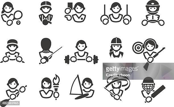 sport icons - fencing sport stock illustrations