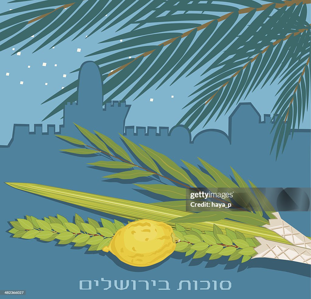 Sukkoth plantes sur le vieux Jérusalem en arrière-plan