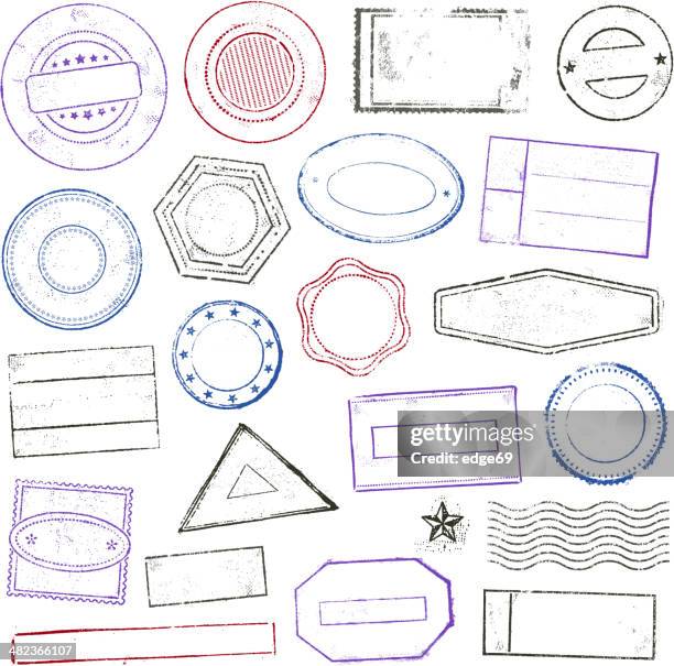 stamps set - stamp texture stock illustrations