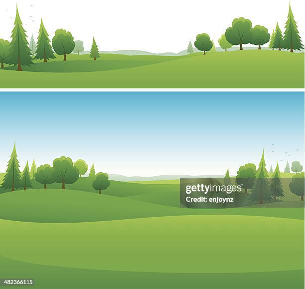 illustrations, cliparts, dessins animés et icônes de paysage en arrière-plan de design - paysage vallonné