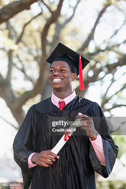 african american graduate - high school graduation stock-fotos und bilder