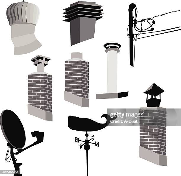 stockillustraties, clipart, cartoons en iconen met roof elements - schoorsteen