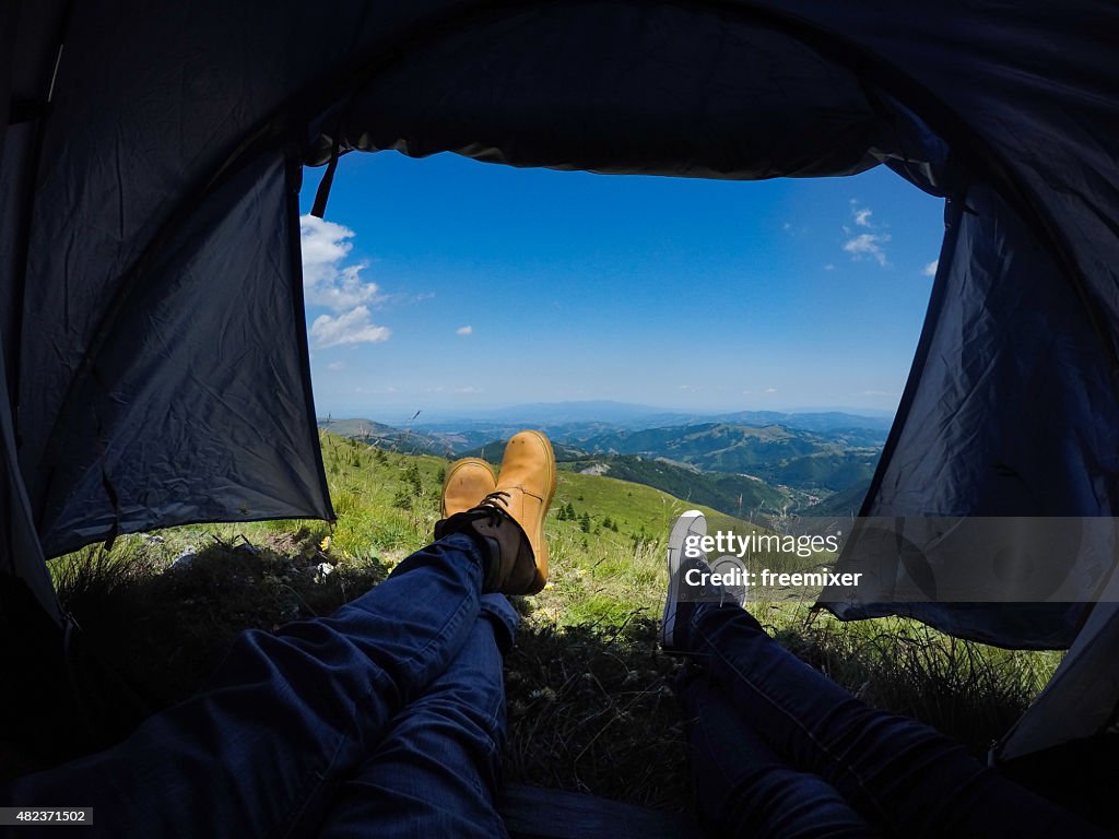 View from inside a tent