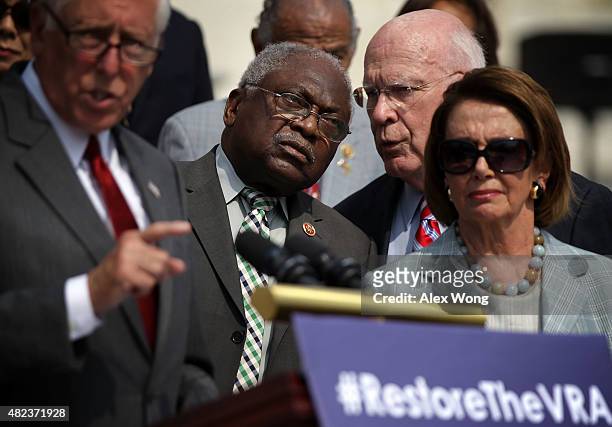 House Democratic Whip Rep. Steny Hoyer speaks as House Assistand Democratic Leader Rep. James Clyburn , Sen. Patrick Leahy and House Democratic...