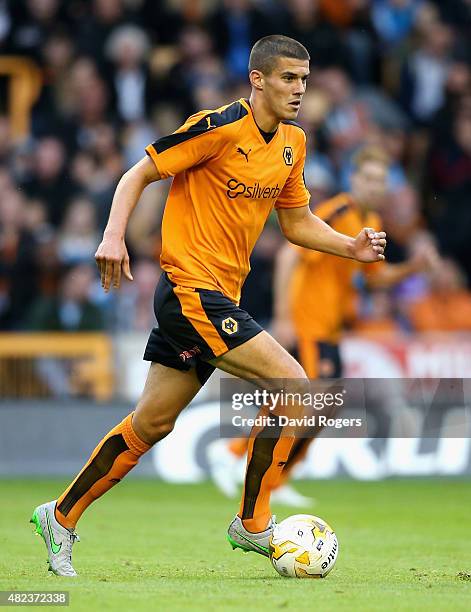 Conor Coady of Wolverhampton Wanderers runs with the ball during the pre season friendly between Wolverhampton Wanderers and Aston Villa at Molineux...