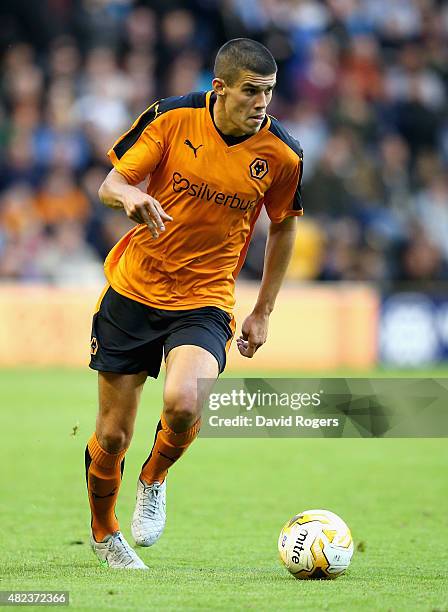 Conor Coady of Wolverhampton Wanderers runs with the ball during the pre season friendly between Wolverhampton Wanderers and Aston Villa at Molineux...