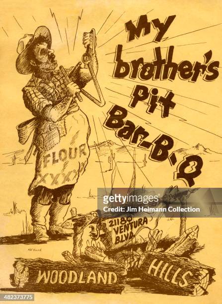 Menu for My Brother's Pit Bar-B-Q reads "My Brother's Pit Bar-B-Q" from 1959 in USA.