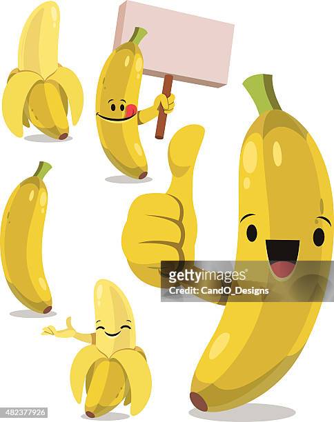 banana cartoon set c - kawaii food stock illustrations