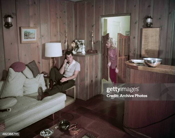 Married American actors Tony Curtis and Janet Leigh , circa 1955.