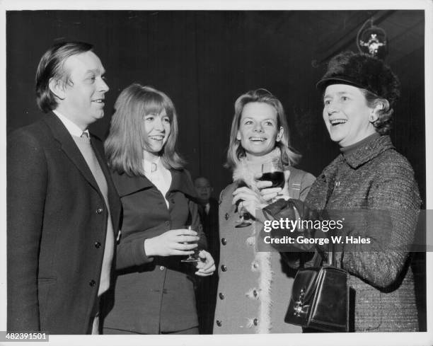 Artistic Director William Gaskill with actresses Jane Asher, Jill Bennett and Dame Peggy Ashcroft, attending a press conference at the Royal Court...