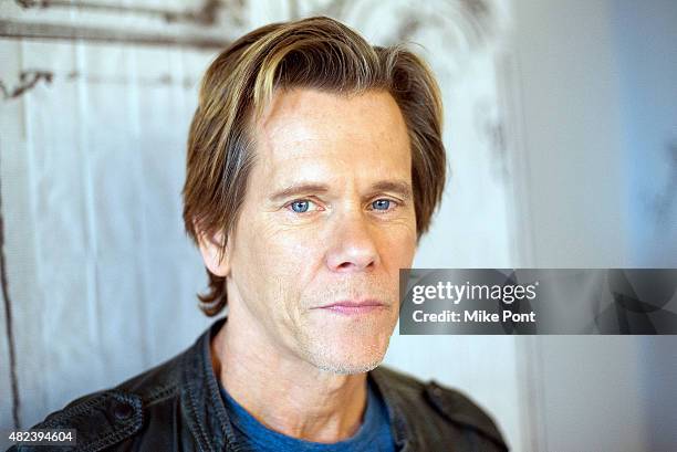 Actor Kevin Bacon discusses his new movie "Cop Car" at AOL Studios In New York on July 30, 2015 in New York City.