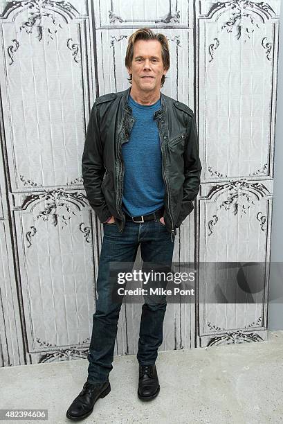 Actor Kevin Bacon discusses his new movie "Cop Car" at AOL Studios In New York on July 30, 2015 in New York City.