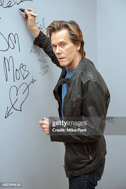 Actor Kevin Bacon discusses his new movie "Cop Car" at AOL Studios In New York on July 30, 2015 in New York City.