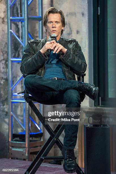 Actor Kevin Bacon discusses his new movie "Cop Car" at AOL Studios In New York on July 30, 2015 in New York City.