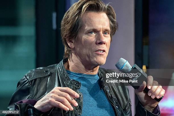 Actor Kevin Bacon discusses his new movie "Cop Car" at AOL Studios In New York on July 30, 2015 in New York City.