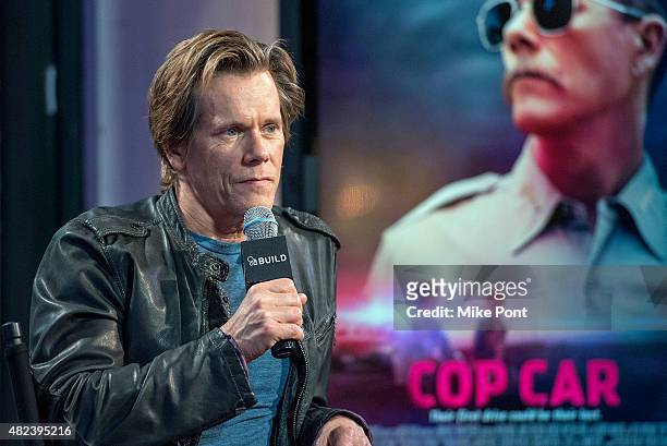 Actor Kevin Bacon discusses his new movie "Cop Car" at AOL Studios In New York on July 30, 2015 in New York City.