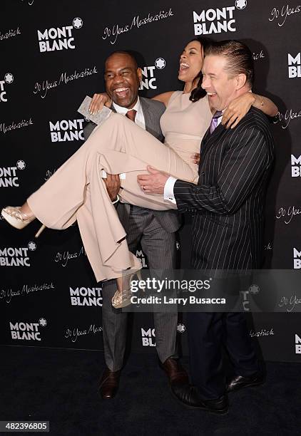 Unik Ernest, Rosario Dawson, and Stephen Baldwin attend Montblanc Celebrates 90 Years of the Iconic Meisterstuck on April 3, 2014 at Guastavino's in...