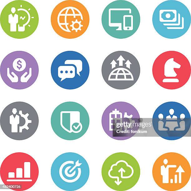 business icons - circle illustrations - green target white background stock illustrations